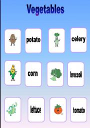 English Worksheet: Vegetables Mini cards (Part 1 of 3)