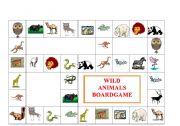 English Worksheet: WILD ANIMALS BOARDGAME