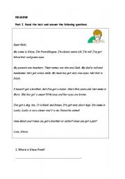 English worksheet: reading