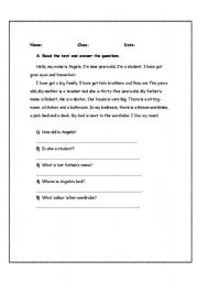 English Worksheet: READING