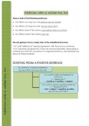 English Worksheet: Additions with so, neither/nor, but