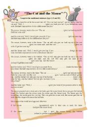 English Worksheet: Conditional clauses - The cat and the mouse story