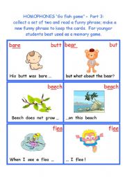 English Worksheet: Homophones Go Fish game - Part 3