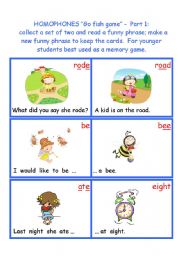 homophones Go Fish game - part 1