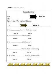 English Worksheet: Has to and Have to