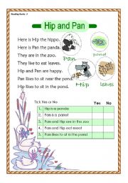 English Worksheet: Hip and Pan - reading comprehension