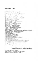 English worksheet: prepositions