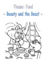 English Worksheet: Coloring - Beauty and the Beast