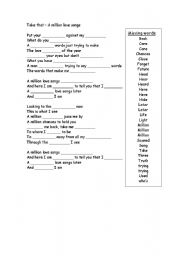 English worksheet: Take That - A Million Love Songs