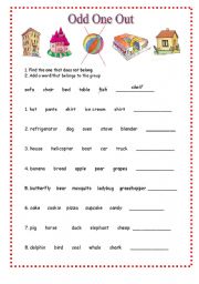 English Worksheet: Odd One Out