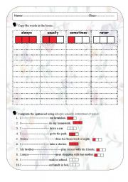 English Worksheet: Frequency adverbs