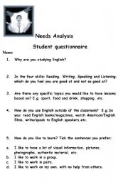 English worksheet: Needs Analysis
