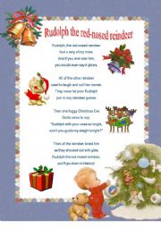 English Worksheet: Christmas Carol: Rudolph the red-nosed reindeer