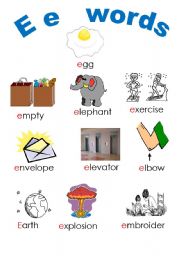 English worksheet: e E words