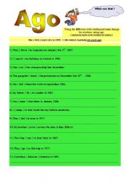 English Worksheet: Past + AGO