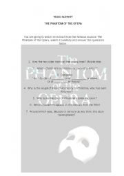 English Worksheet: The Phantom of the Opera ACTIVITY