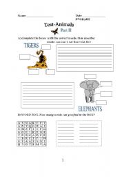 English worksheet: Animals I