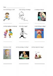 English Worksheet: Feelings and Actions Part 2 for ESL 1