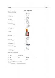 English worksheet: Body parts quiz
