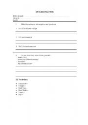 English worksheet: English Practice - future tense 