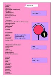 English Worksheet: Women Stuff