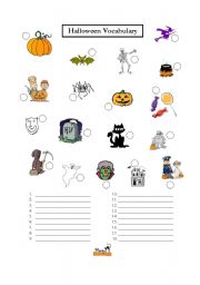 English Worksheet: Halloween Vocabulary