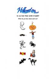 English worksheet: Halloween clipart and vocab