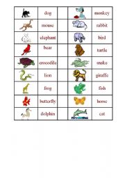 English Worksheet: ANIMALS DOMINOES !!!!! 