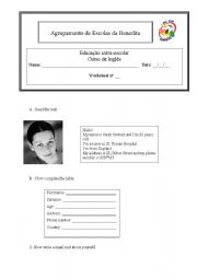 English Worksheet: talking about yourself and the others