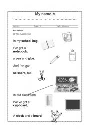 English worksheet: My classroom