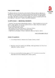 English Worksheet: Authentic text - Olympic games