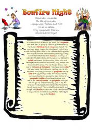 English Worksheet: Guy Fawkes and Bonfire Night 4 Skills