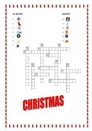 English Worksheet: CHRISTMAS CROSSWORD