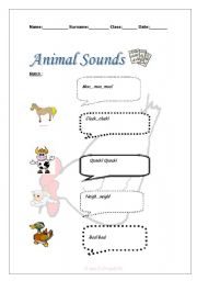 English worksheet: Animal Sounds