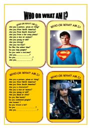 English Worksheet: CARD 9 WHO OR WHAT AM I