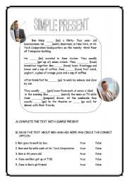 English Worksheet: Reading Comprehension /Simple present