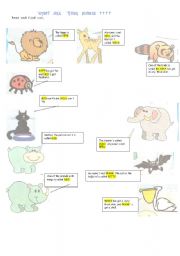 English worksheet: animal game- adaptation