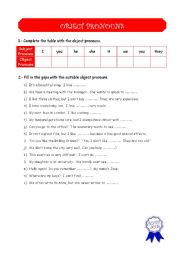 English Worksheet: Object Pronouns