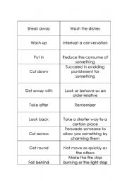 English Worksheet: Phrasal verbs dominoes