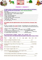 English Worksheet: Present Perfect  worksheet : 3 pages of different exercises 