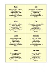 English Worksheet: Speaking role cards elementary