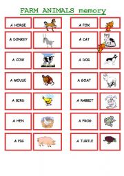 English Worksheet: FARM ANIMALS MEMORY !!!!!!!!!!!!!!