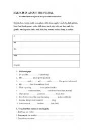 English Worksheet: Sheet about the plural