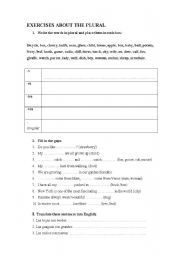 English worksheet: Sheet about the plural