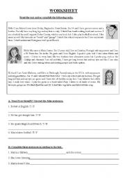 English Worksheet: personal ID