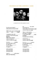 English Worksheet: Oasis- The shock of the lightning