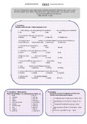 English worksheet: revision test for upper-intermediate students (part 2 in a separate WS below)
