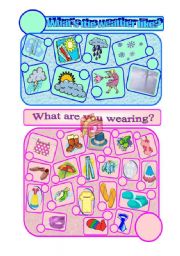 English Worksheet: WHAT IS THE WEATHER LIKE, WHAT ARE YOU WEARING ?