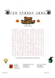 Ten Spooky Jobs Word Search