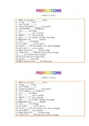 English Worksheet: Preposition Quiz